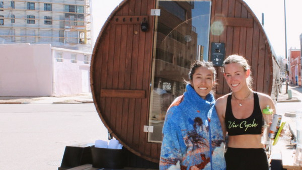 Viv Cycle with red Rock Sauna